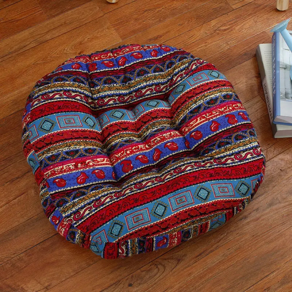 BohoBloom – Coussin de sol rond en coton