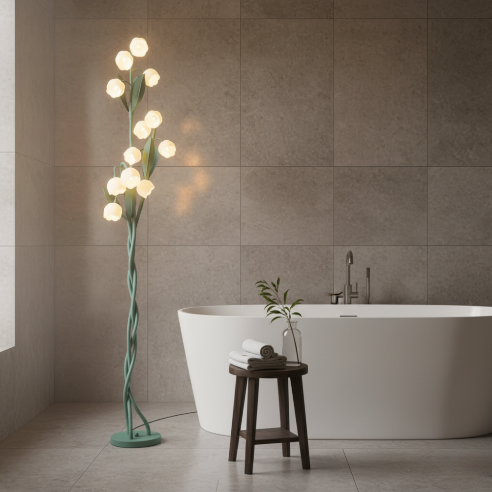 Orchidée Élégante | Lampadaire Moderne avec Port USB et Interrupteur à Pied | Éclairage Stylé pour Salon ou Chambre à Coucher