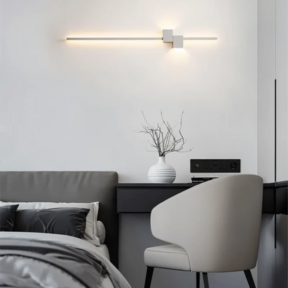Applique murale LED moderne, réglette linéaire, blanc chaud, aluminium, 60 cm, pour salon, chambre, couloir, bureau, style contemporain