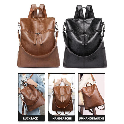 Genuine Leather Backpack with Multiple Compartments for Work School Travel Everyday Carry Women's Stylish Daypack