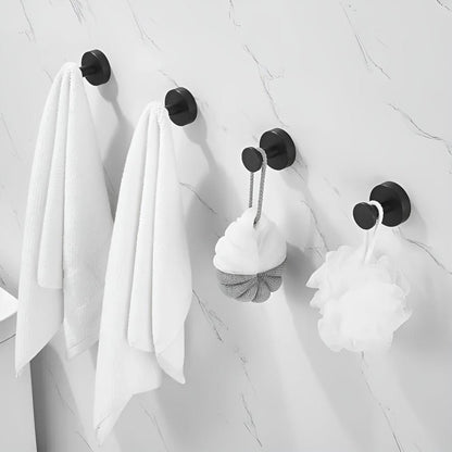 Adhesive Hooks for Bathroom Kitchen Towel Storage No-Drill Stainless Steel Robe Hanger Organizer Set Load Capacity 15 lbs Removable Wall Mou