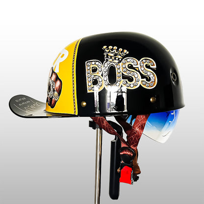 DOT-Certified Motorcycle Half Helmet with Baseball Cap Style for Urban Riding and Commuting