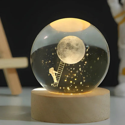 Cosmic Crystal Ball Night Light with LED Color Display | 25 Space Designs | USB Powered Galaxy Sphere Lamp for Bedroom, Living Room & Gift