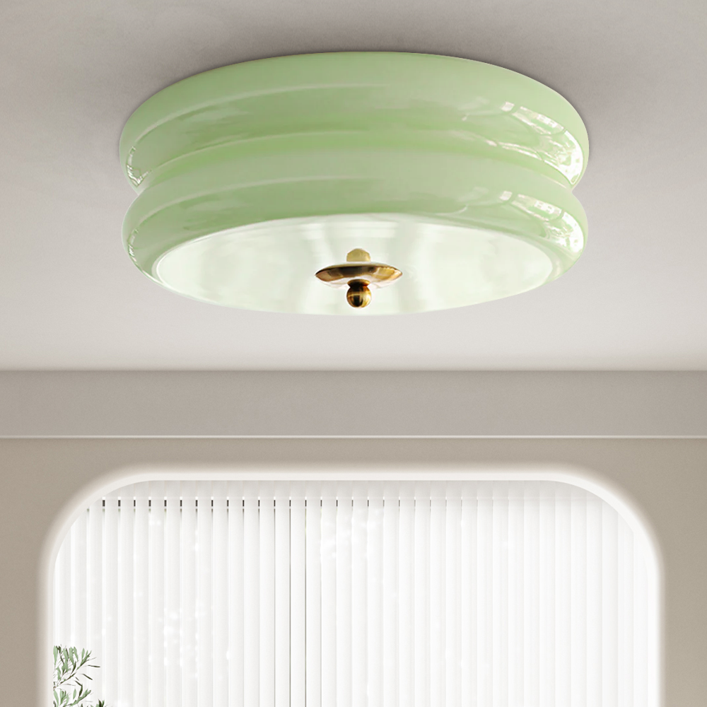 Plafonnier LED encastré rond avec 3 températures de couleur, verre et métal, 5 po de hauteur, pour chambre, salle à manger, cuisine, interrupteur Kelvin réglable