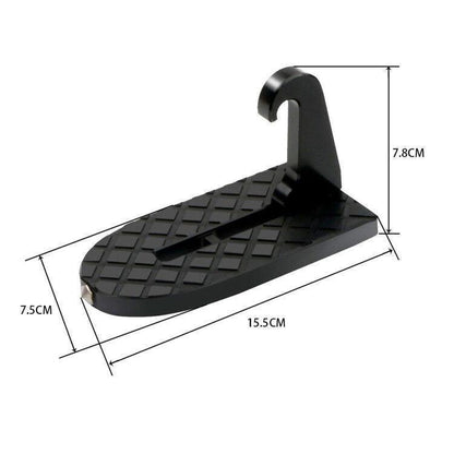 Rooftop Access Step with Emergency Glass Breaker for SUVs, Trucks & Jeeps – Foldable Aluminum Car Door Latch Hook Footstep with Protective