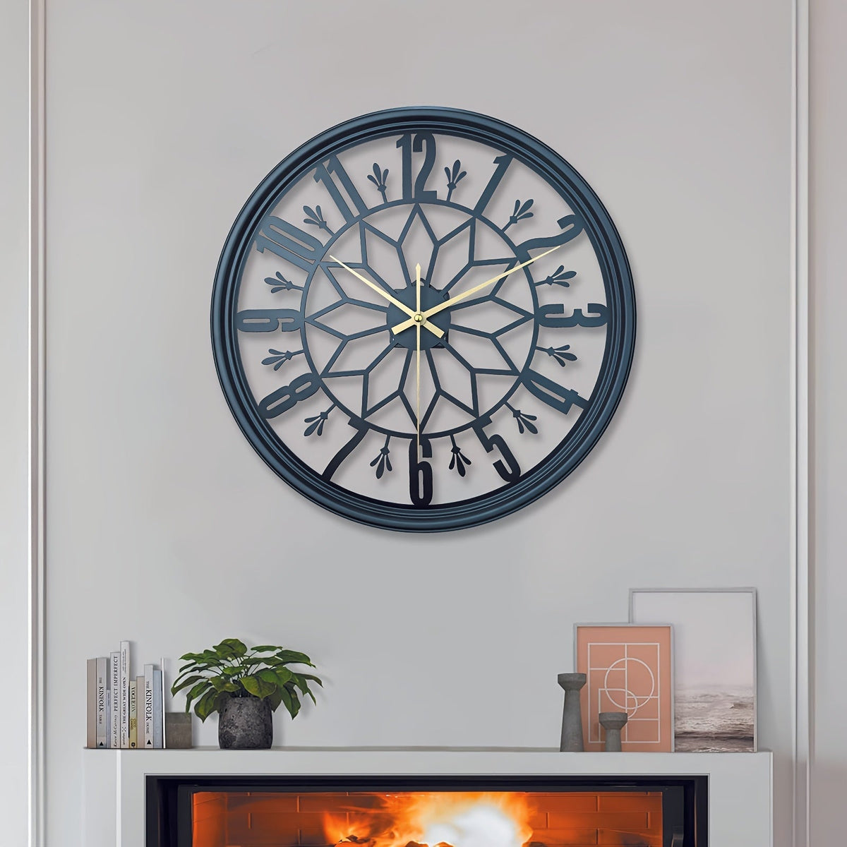 Retro Metal Wall Clock Silent Quartz Movement Industrial Home Office Decor No Ticking Quiet Battery Operated Vintage Handcrafted Look Living