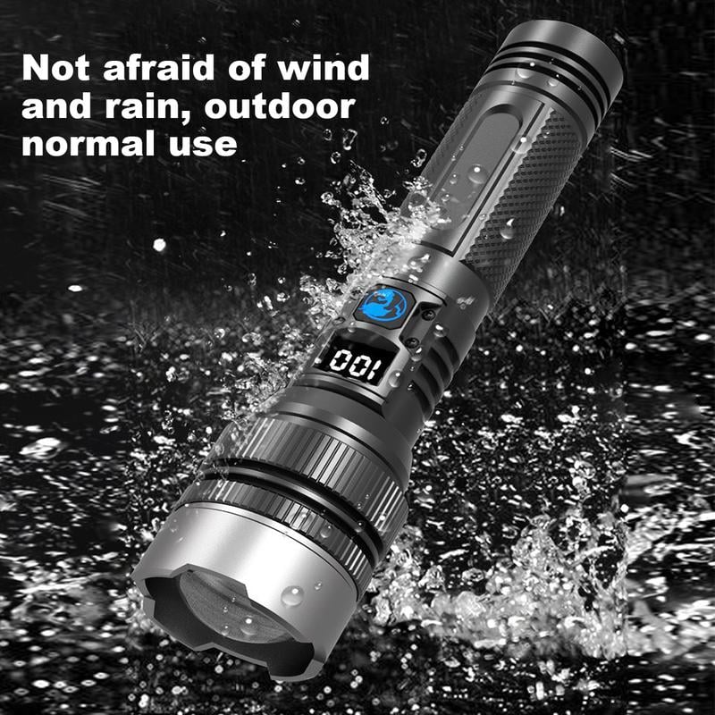 Lampe torche LED rechargeable USB avec zoom réglable pour le camping, les urgences et l'utilisation en extérieur