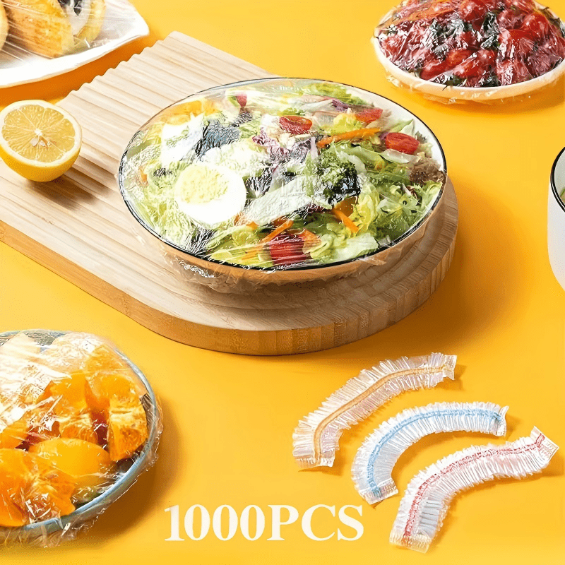 Stretchy Food Storage Covers for Plates & Bowls – 1000-Pack Disposable PE Lids for Kitchen, Fridge & Meal Prep