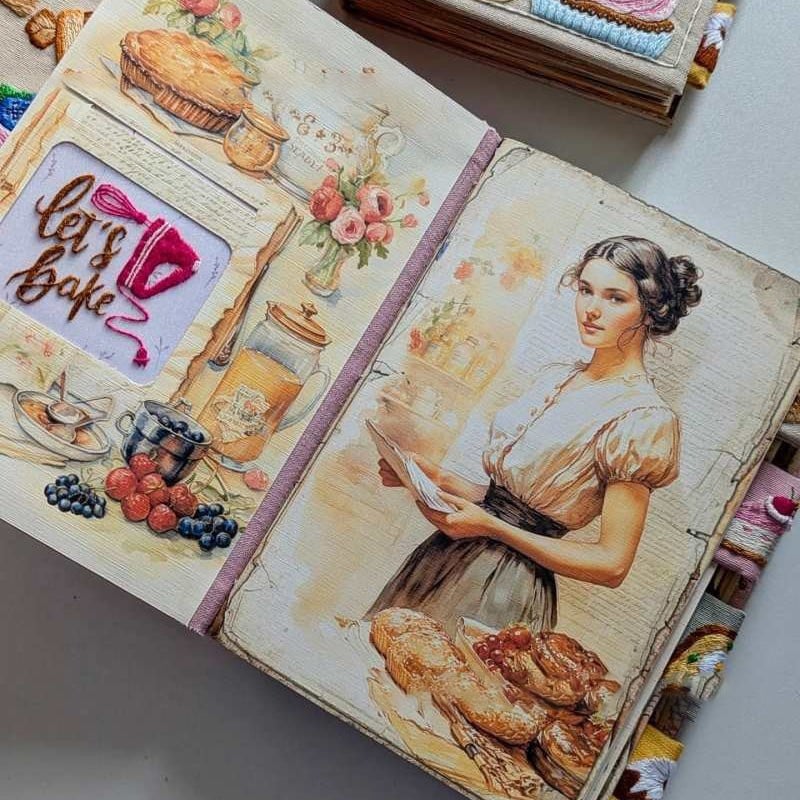 Notebook | Handmade Recipe Journal | Embroidered Fabric Cover | RecipeHeart