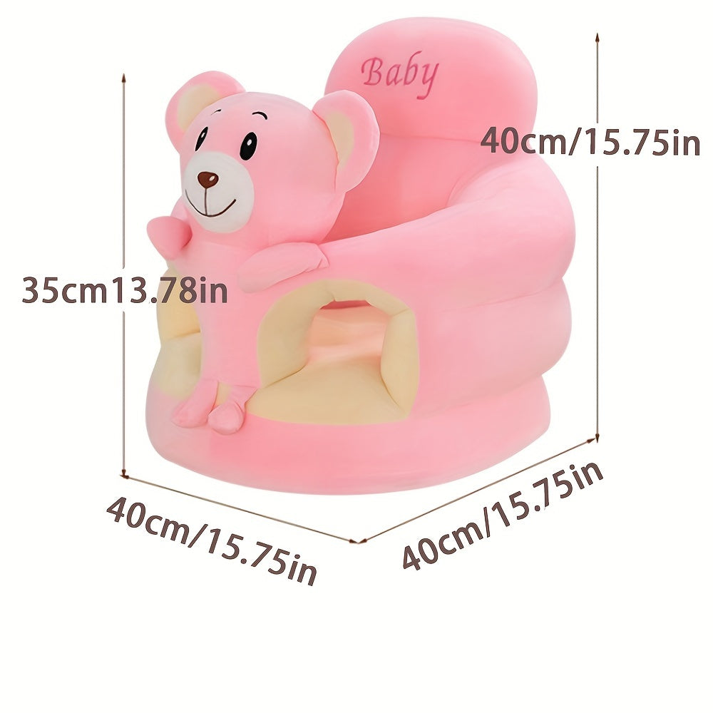 Plush Baby Support Seat with Animal Design for Learning to Sit | Soft Cushioned First Sitting Chair for Infants & Toddlers | Cute Yellow