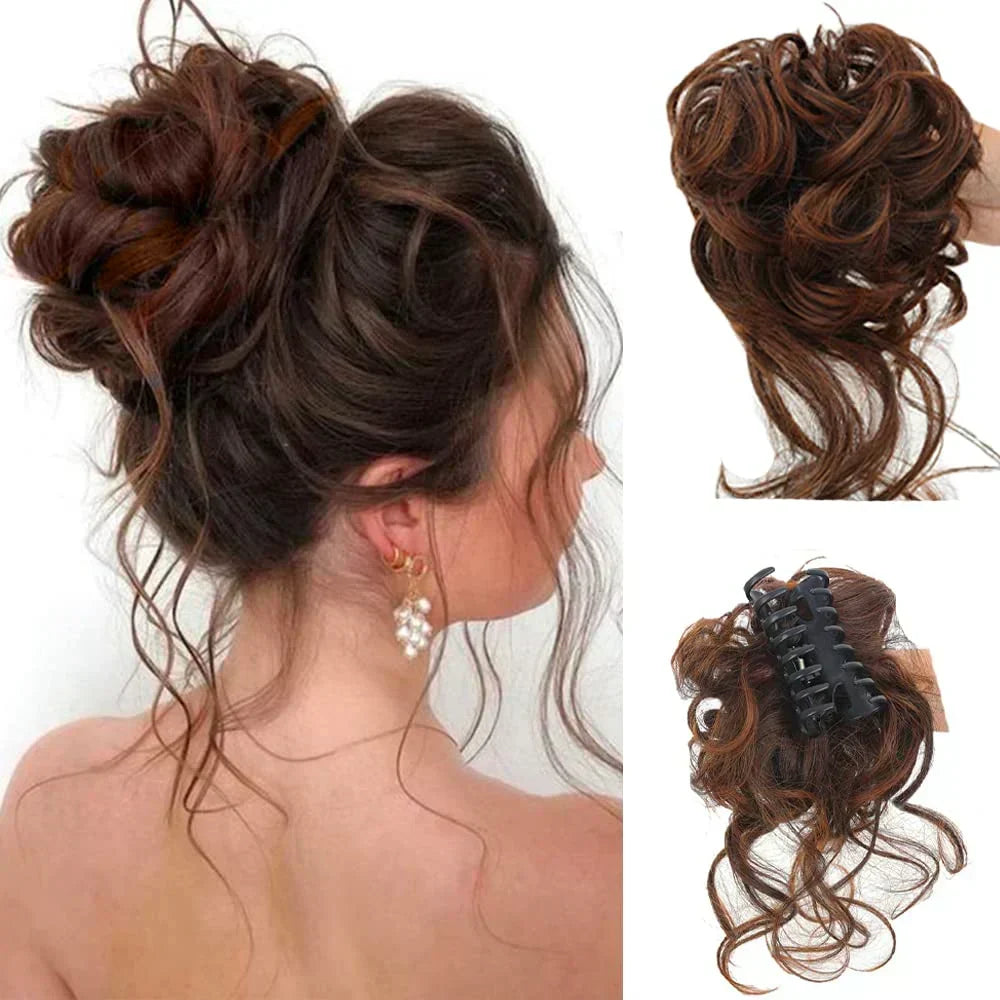 Curly Hair Bun Extension for Natural Volume - Clip-In Style