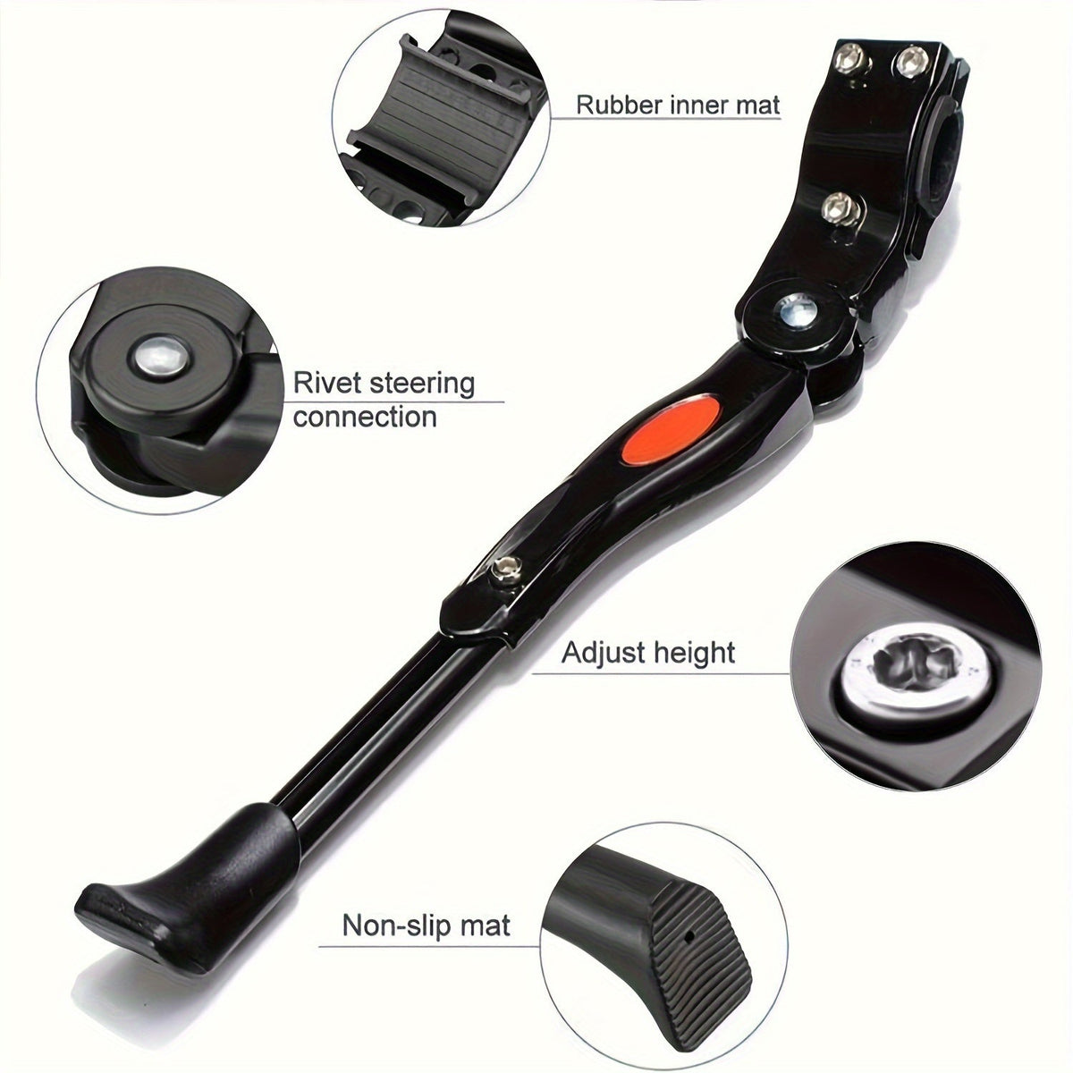 Adjustable Bicycle Kickstand for Road & Mountain Bikes – Aluminum Alloy Support Stand with Quick-Release Height Settings for 24-28 Inch