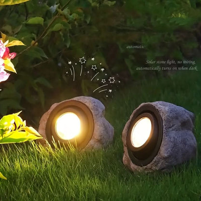 Stoneva - Lampe de jardin solaire imitation pierre