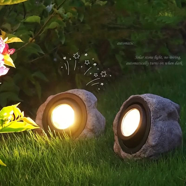 Stoneva - Lampe de jardin solaire imitation pierre