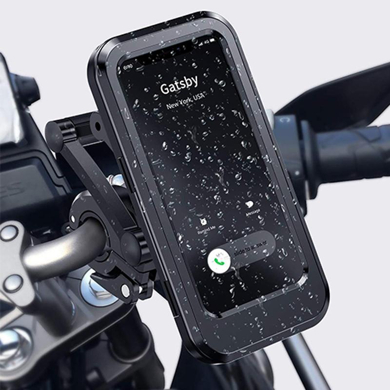 Waterproof Bike Phone Mount with 5000mAh Power Bank USB Charging Handlebar Holder for Smartphones 4.5-6.8 Inches Touch Screen Compatible Mot