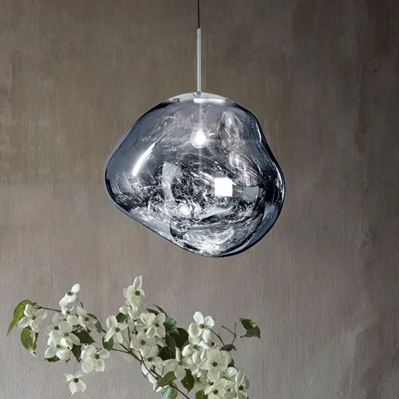 Molten Acrylic Hanging Light Fixture 15 in Warm Glow E27 Socket for Dining Room Kitchen Island Above Table Modern Sculptural Ceiling Lamp Or