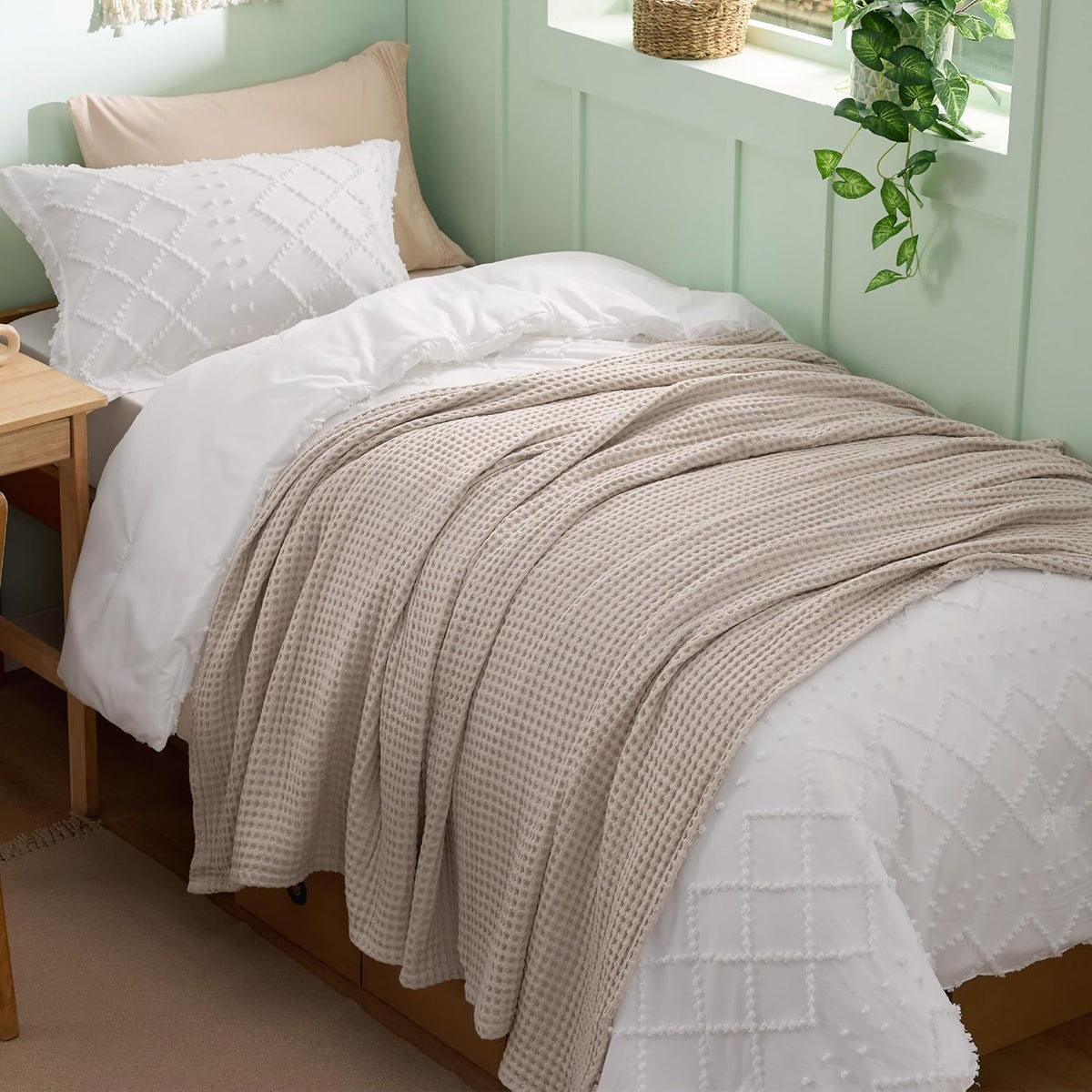 Couverture Ortekor Cozy Comfort | 100 % coton avec tissage gaufré | Légère et respirante pour une utilisation toute l'année