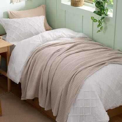 Couverture Ortekor Cozy Comfort | 100 % coton avec tissage gaufré | Légère et respirante pour une utilisation toute l'année