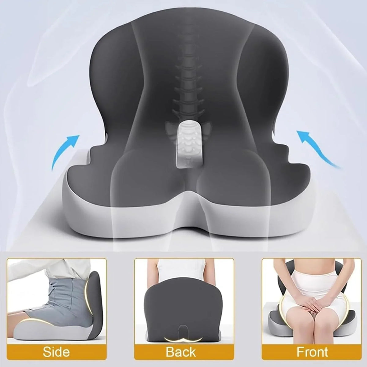 Coussin d'assise en mousse à mémoire de forme orthopédique, housse amovible et lavable