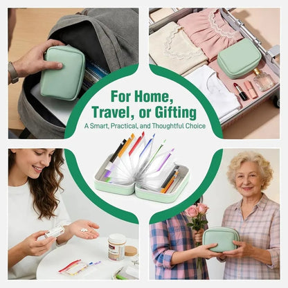 Weekly Pill Organizer Case with 14 Labeled Pouches & Zipper for Travel