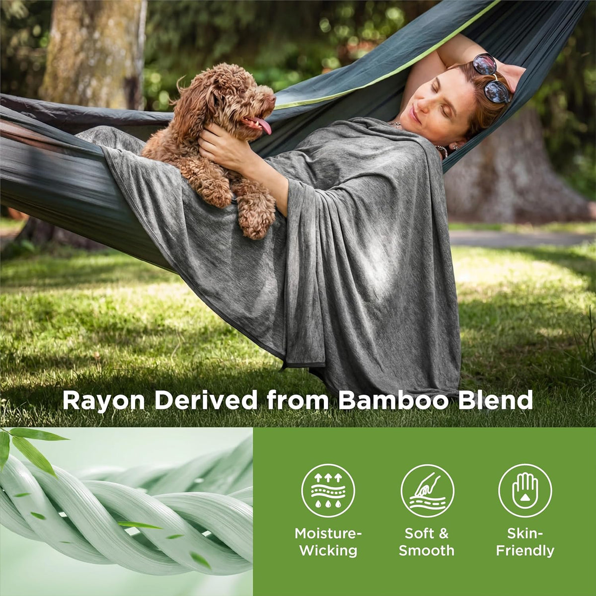 Confort douillet | Couverture rafraîchissante d'été en rayonne de bambou pour les dormeurs qui ont chaud | Jeté léger pour les voyages et l'extérieur