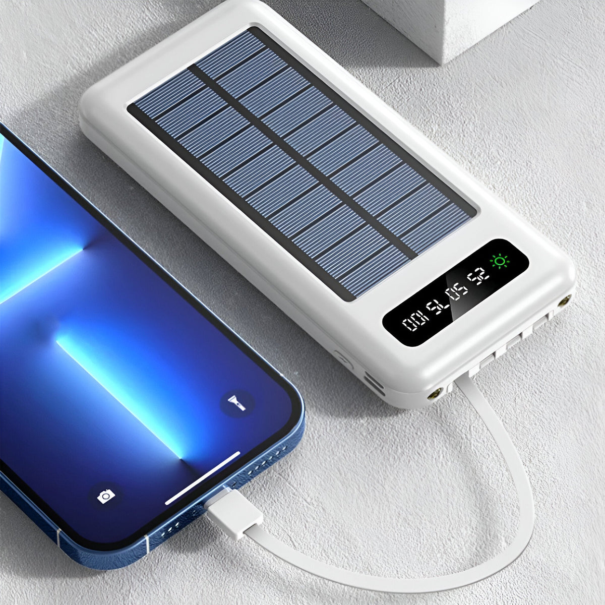 20000mAh Portable Solar Charger with Dual Charging Ports & LED Battery Display for Camping & Travel