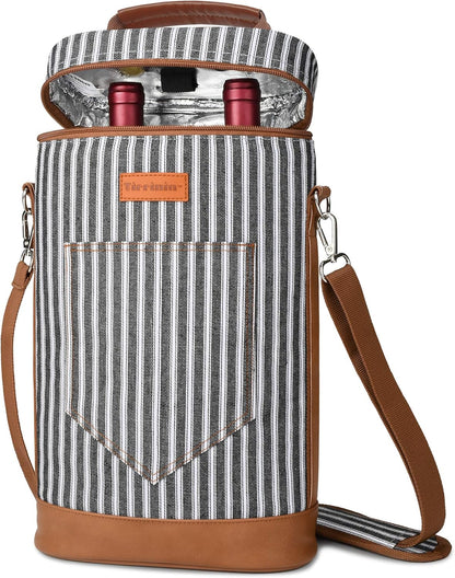 Sac de transport isotherme pour vin avec design rembourré | Glacière étanche pour voyages et fêtes
