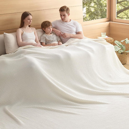 Couverture Ortekor Cozy Comfort | 100 % coton avec tissage gaufré | Légère et respirante pour une utilisation toute l'année