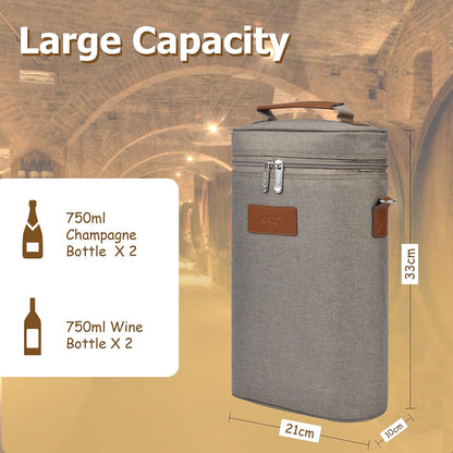 Sac de transport isotherme pour vin avec design rembourré | Glacière étanche pour voyages et fêtes
