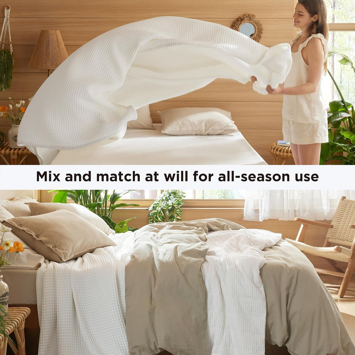 Couverture Ortekor Cozy Comfort | 100 % coton avec tissage gaufré | Légère et respirante pour une utilisation toute l'année