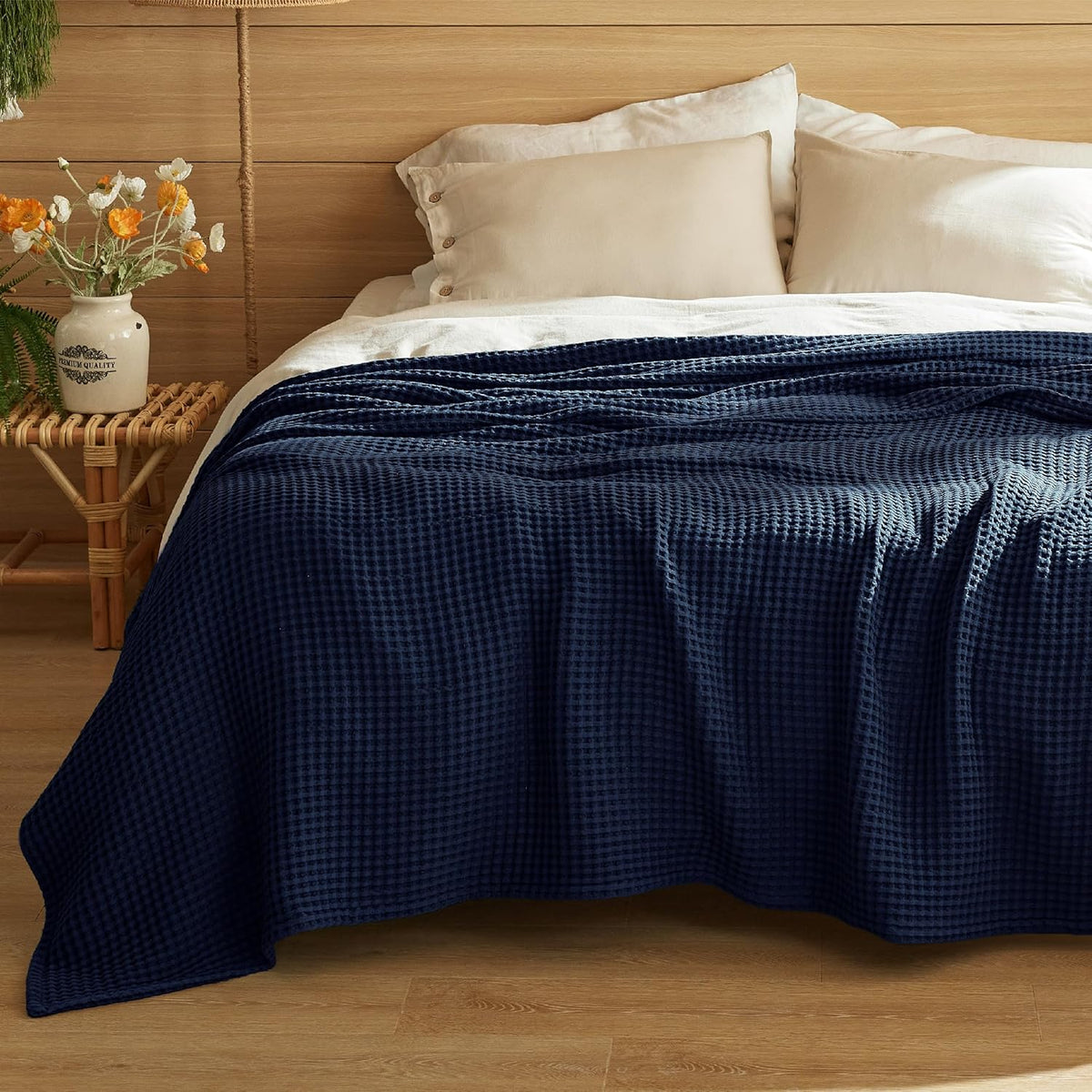 Couverture Ortekor Cozy Comfort | 100 % coton avec tissage gaufré | Légère et respirante pour une utilisation toute l'année