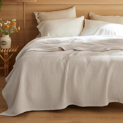 Couverture Ortekor Cozy Comfort | 100 % coton avec tissage gaufré | Légère et respirante pour une utilisation toute l'année