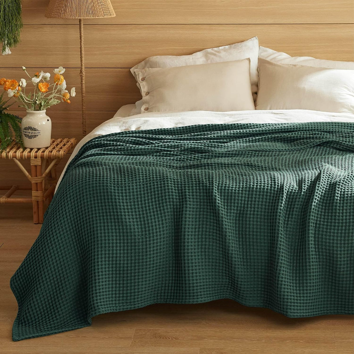 Couverture Ortekor Cozy Comfort | 100 % coton avec tissage gaufré | Légère et respirante pour une utilisation toute l'année