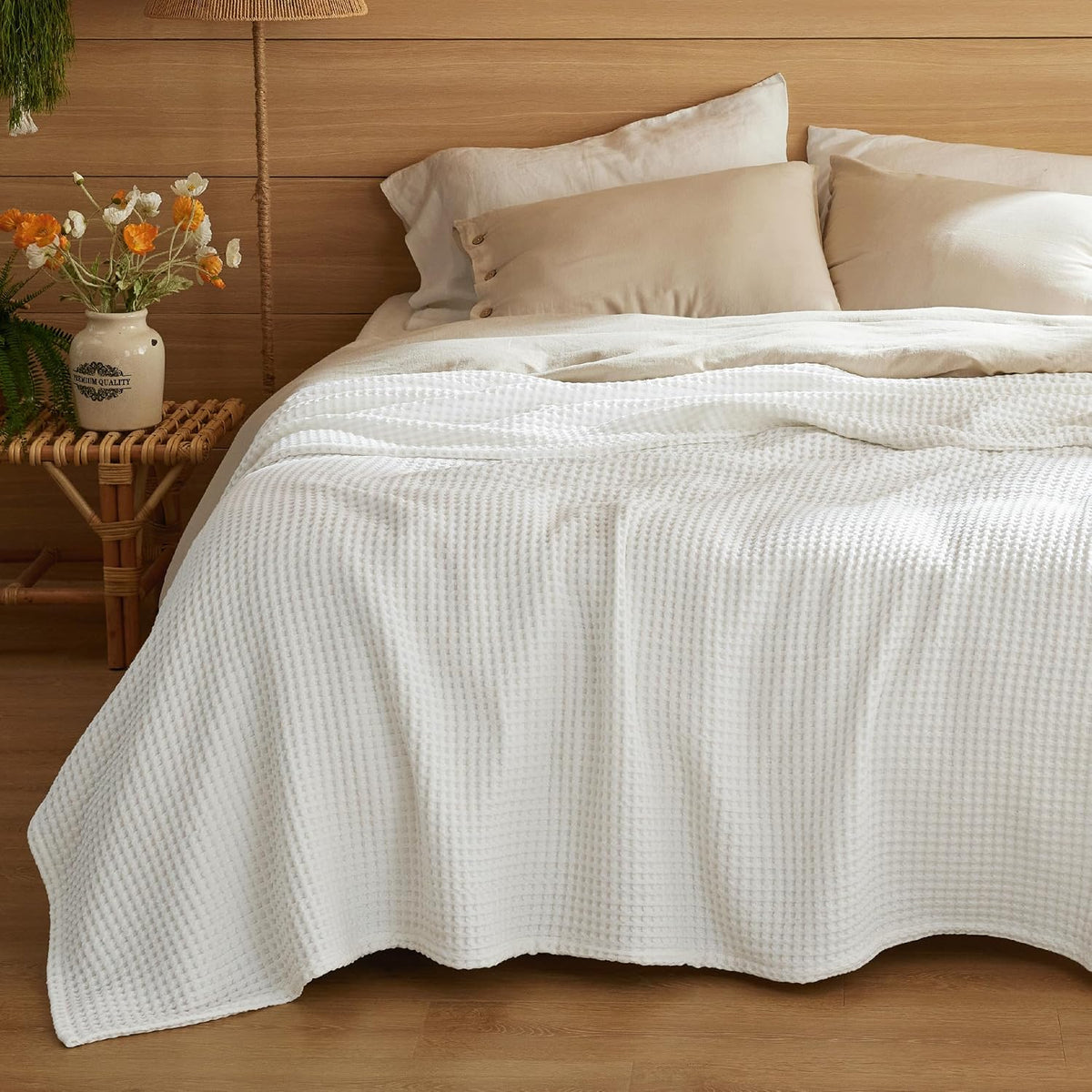 Couverture Ortekor Cozy Comfort | 100 % coton avec tissage gaufré | Légère et respirante pour une utilisation toute l'année