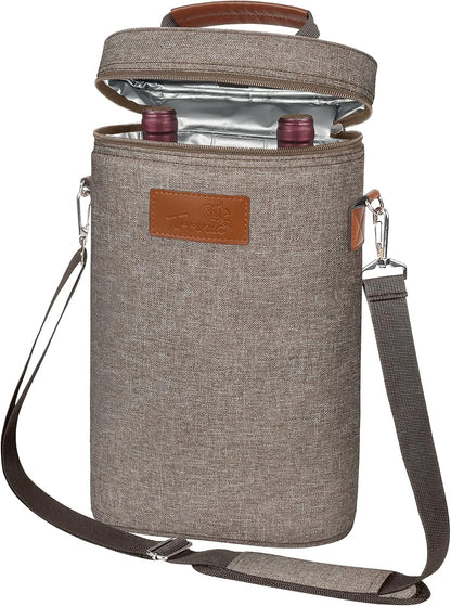 Sac de transport isotherme pour vin avec design rembourré | Glacière étanche pour voyages et fêtes