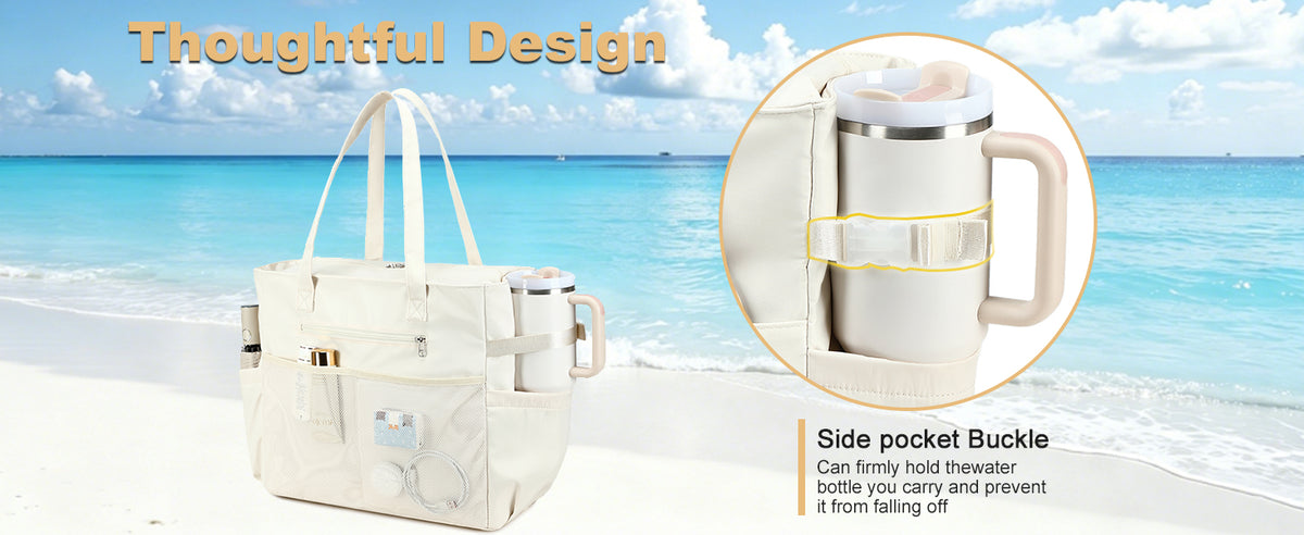 Évasion côtière | Très grand sac de plage imperméable avec compartiment humide | Bagage à main élégant pour les escapades du week-end