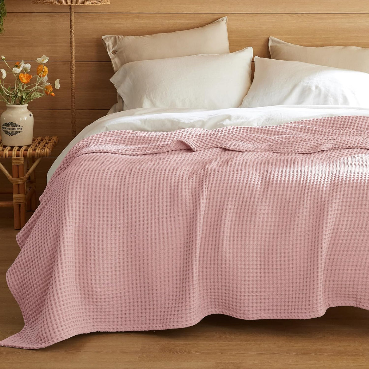 Couverture Ortekor Cozy Comfort | 100 % coton avec tissage gaufré | Légère et respirante pour une utilisation toute l'année