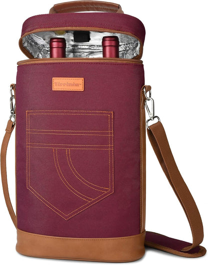 Sac de transport isotherme pour vin avec design rembourré | Glacière étanche pour voyages et fêtes