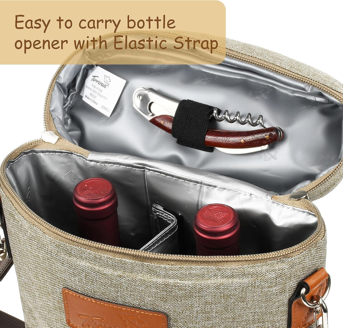 Sac de transport isotherme pour vin avec design rembourré | Glacière étanche pour voyages et fêtes