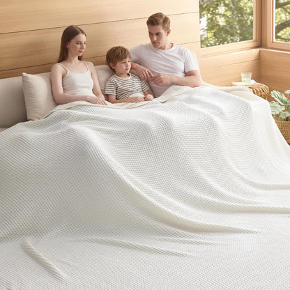 Couverture Ortekor Cozy Comfort | 100 % coton avec tissage gaufré | Légère et respirante pour une utilisation toute l'année