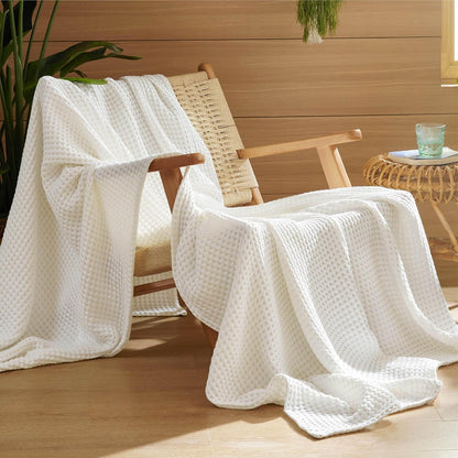 Couverture Ortekor Cozy Comfort | 100 % coton avec tissage gaufré | Légère et respirante pour une utilisation toute l'année