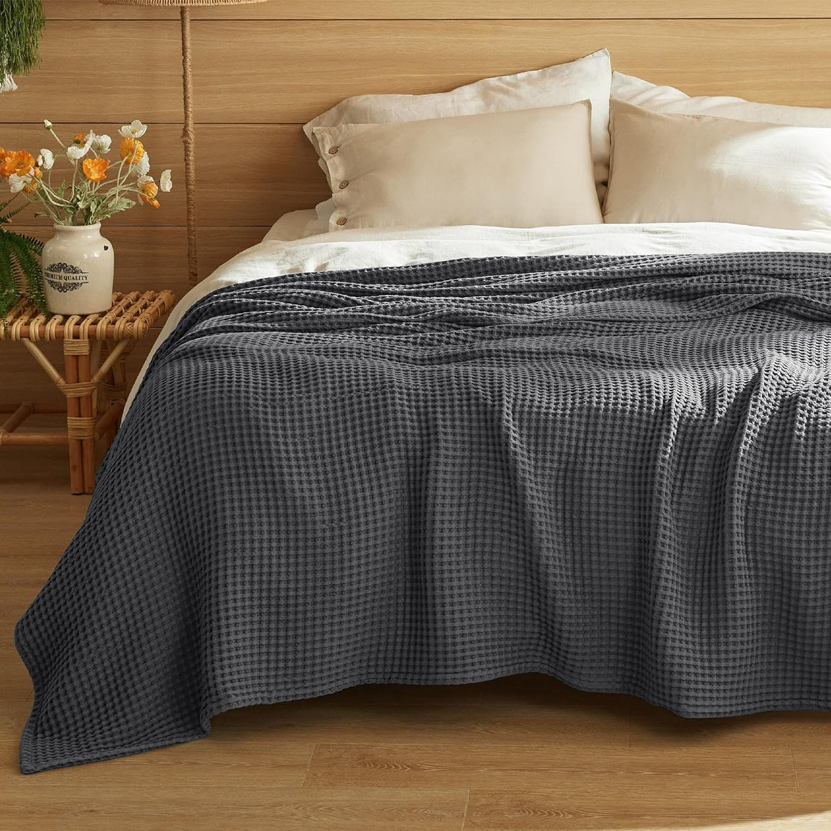 Couverture Ortekor Cozy Comfort | 100 % coton avec tissage gaufré | Légère et respirante pour une utilisation toute l'année