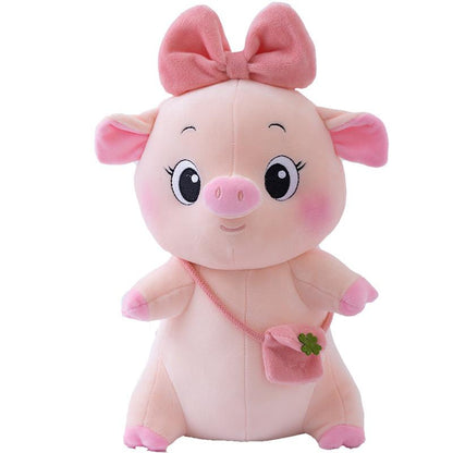 Adorable Pig Stuffed Animal Soft Plush Toy with Bow or Leaf Detail 20 Inch Huggable Companion for Kids Toddlers Adults Bedroom Decor