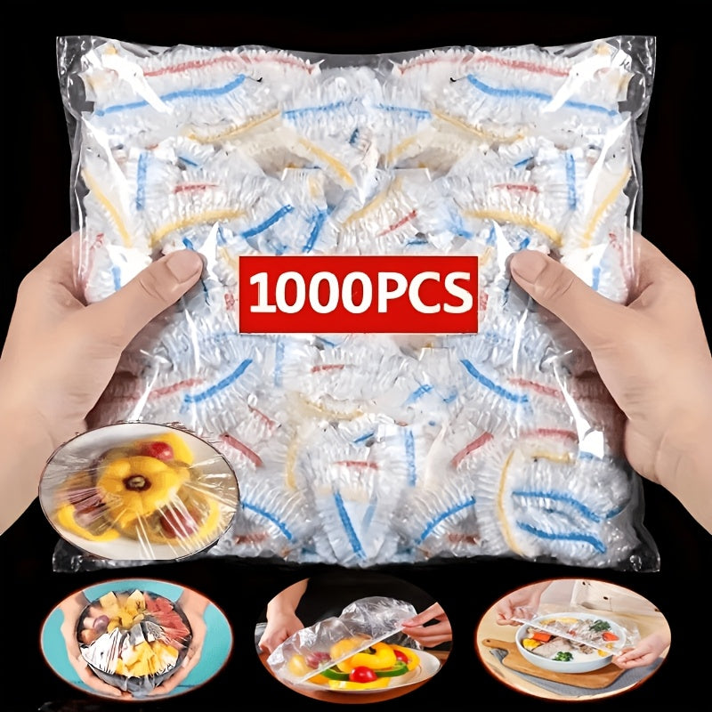 Stretchy Food Storage Covers for Plates & Bowls – 1000-Pack Disposable PE Lids for Kitchen, Fridge & Meal Prep