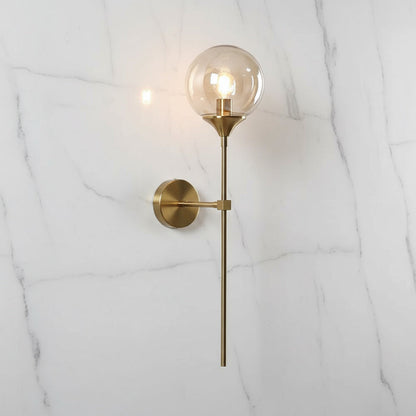 Glass Wall Light Fixture with Gold Metal Base – Ambient Lighting for Bedroom, Living Room & Hallway – 4 Shade Colors