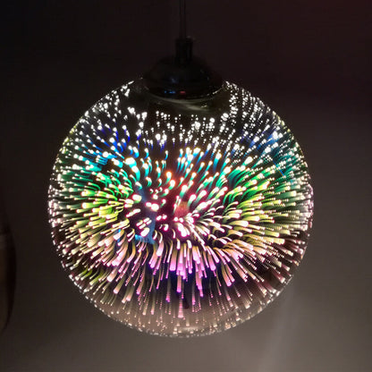 Starburst Hanging Light with Iridescent Glass Shade - E26 Single-Bulb Ceiling Fixture for Dining Rooms, Kitchens & Bars
