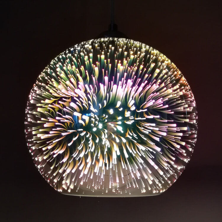 Hanging Ceiling Fixture with Multicolor Glass Shade and Height-Adjustable Cord for Kitchens, Dining Areas, Bars, and Cafés