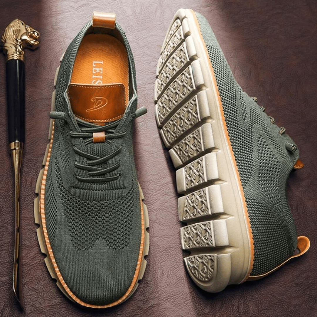 Men's Comfort Sneakers Lightweight Breathable Vegan Leather Everyday Shoes for Work Casual Office Walking