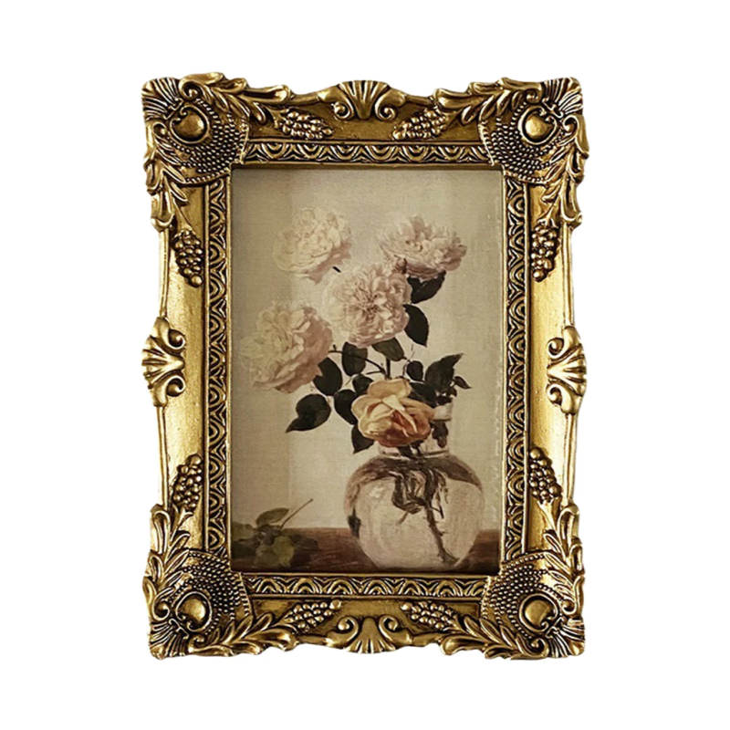 Vintage Resin Picture Frame for Home Display – Ornate Antique-Style Photo Holder for Living Room & Bedroom Décor