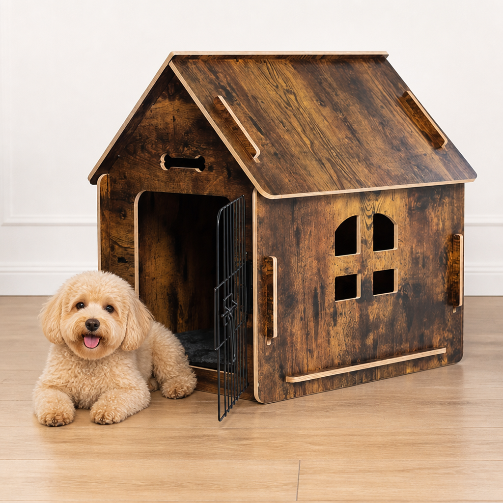 Ortekor Elevated Wood & Ventilated Pet House (For Small Dogs & Cats)